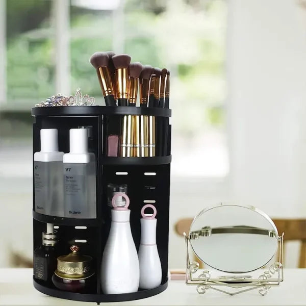 360 Degree Rotating Cosmetic Organizer (black )