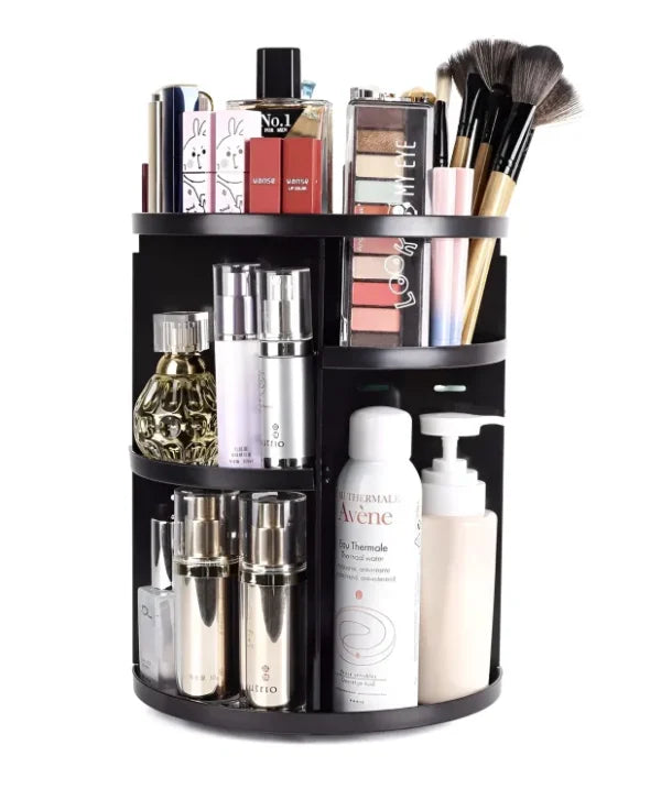 360 Degree Rotating Cosmetic Organizer (black )