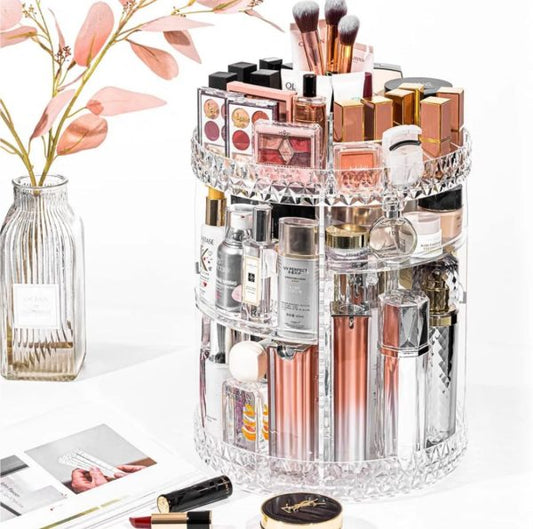 360° Rotating Crystal Makeup Organizer Acrylic